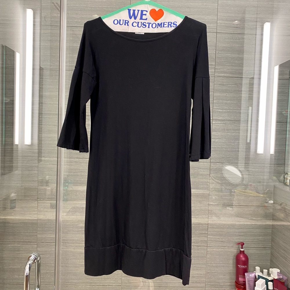 Splendid Black Pima Cotton 3/4 length Dress